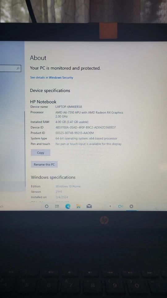 Ноутбук HP 15-BA009DX 15,6 дюйма (500 ГБ, AMD A6 четырехъядерный, 2,00 ГГц, 4 ГБ) ноутбук -... - Изображение 2 из 2