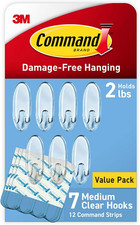 Command Clear Medium Hooks, 7 Hooks, 12 Strips - Easy to Open Packaging, Organiz 1.17 per strip