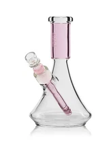 Grav® Small Deco Beaker Bong 6.75”Glass Water Pipe, PINK, AUTHORIZED DEALER!