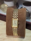 Seiko Tank Watch Women 20mm X 17mm Champagne Dial Gold Tone Watch V401-5129