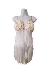 Dentelle nwt lingerie top womens XL Coquette pleated ribbon embroidered babydoll