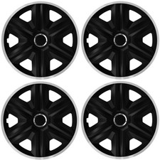 Lot de 4x Enjoliveurs FAST LUX Argentés NOIR Universel De Roue Pour Opel 16’’