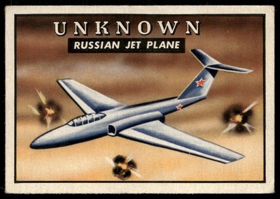 1952 Topps Wings Friend or Foe (R707-4) #135 Unknown Russian Jet Plane