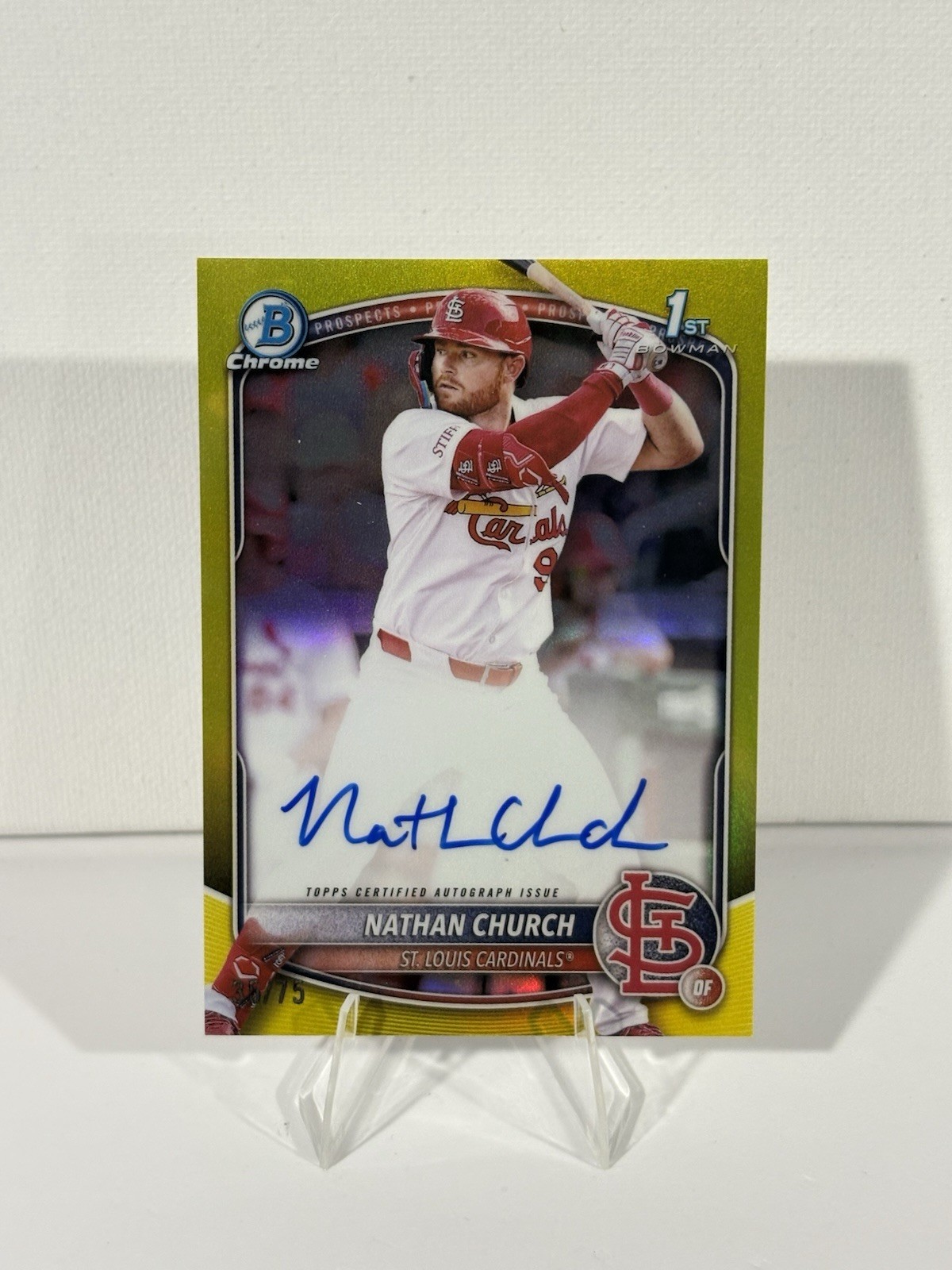 2025 Bowman Chrome Prospect Auto NATHAN CHURCH 1st Bowman CPA-NCH Yellow /75