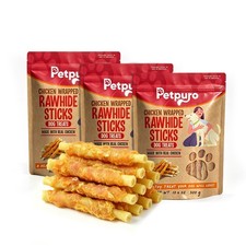 PETPURO Chicken Wrapped Rawhide Sticks Dog Treats 10.6oz 3 Pack Clearance