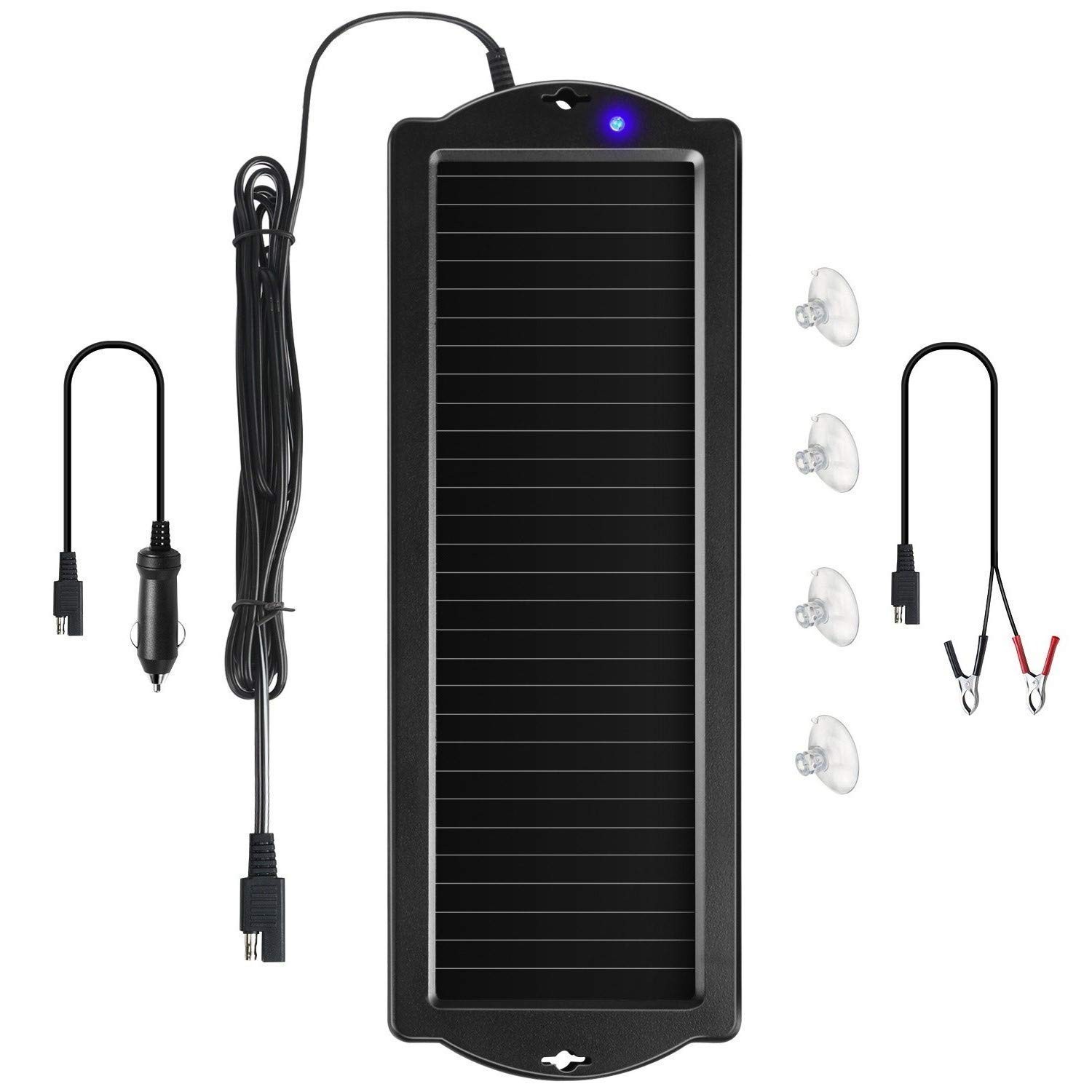 Car Battery Trickle Charger & Maintainer, 12V Solar Panel wi
