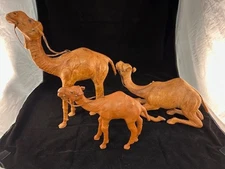 Vintage Large Leather Camel Figures