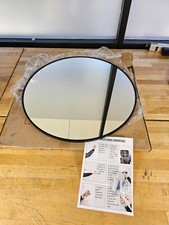 GLSLAND 24 x 24" Round Black Circle Metal Framed Bathroom Vanity Wall Mirror