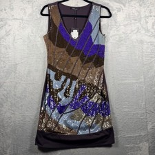 Courage.b Women's Sleeveless Stretch Sequin Dress Retro Disco Vibe Size S NWT