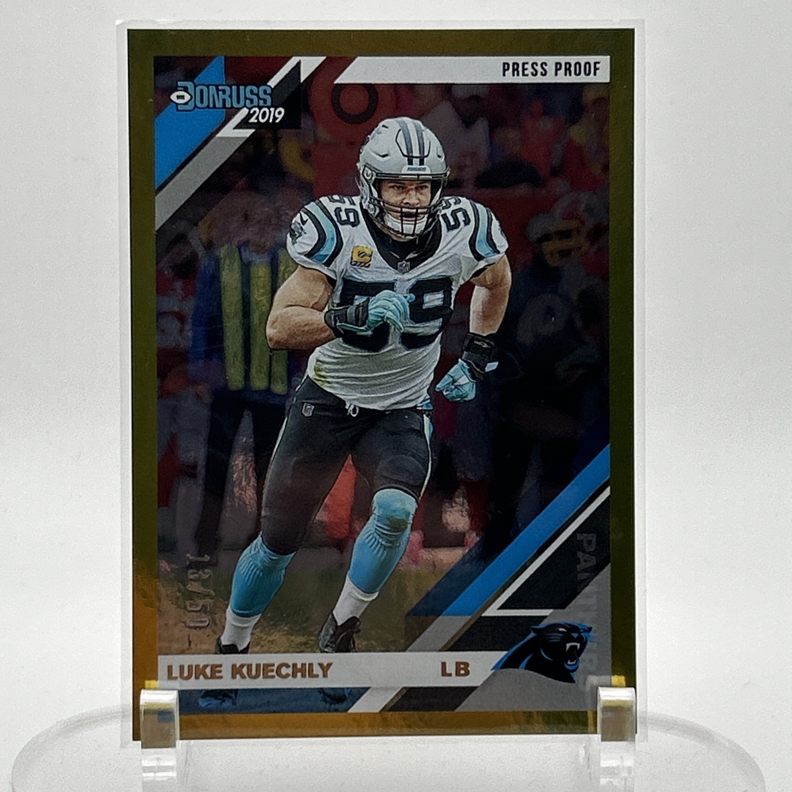 ⭐️💎Luke Kuechly TRUE GOLD /50 HOF! 2019 Panini Donruss Press Proof Gold #44