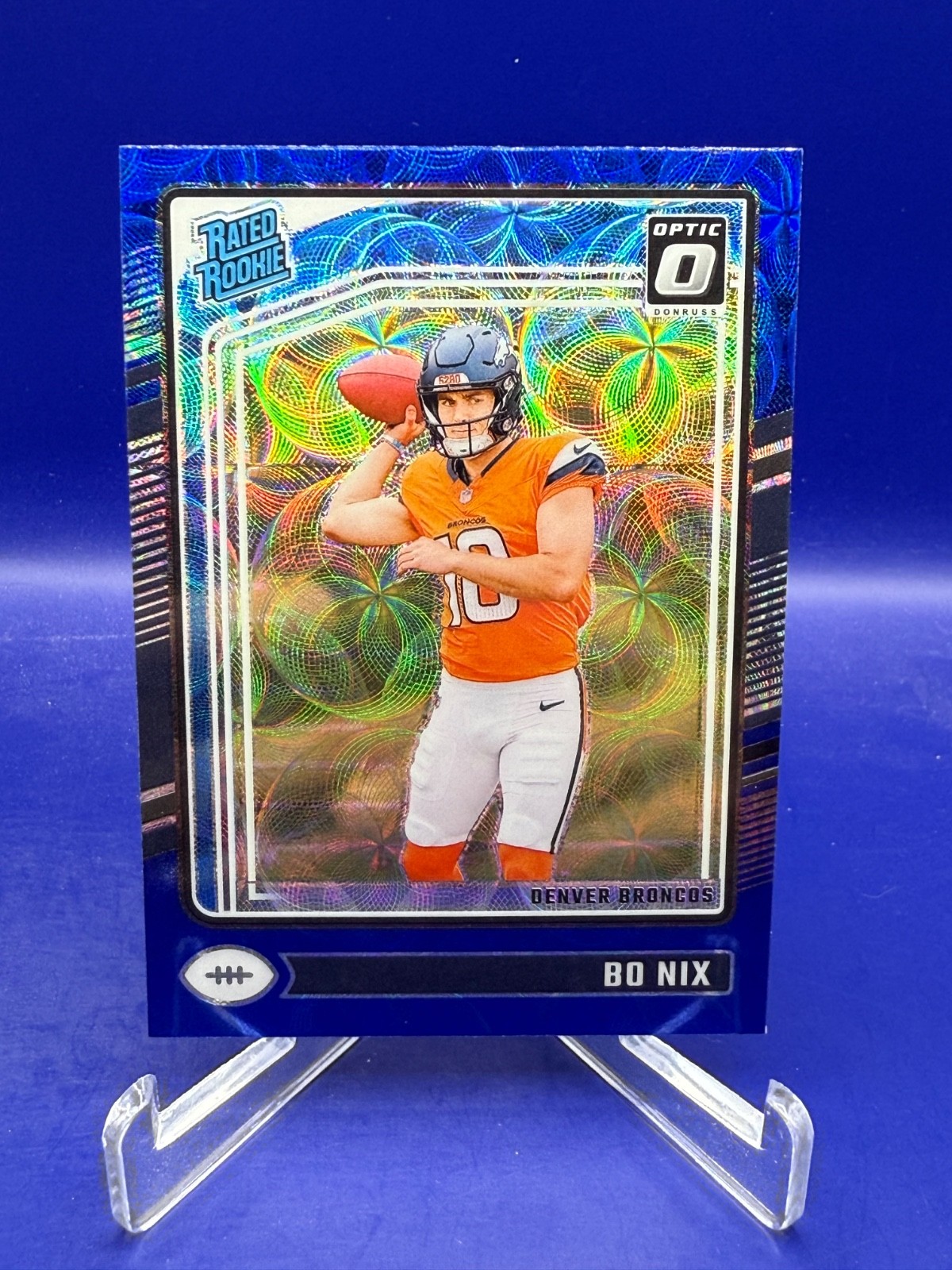 2024 Panini Donruss Optic - Rated Rookie Bo Nix #209 Blue Scope Prizm (RC)