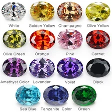 4x6mm~10x12mm Oval Cut Loose Cubic Zirconia Stone Mix 15 Color CZ Synthetic Gems