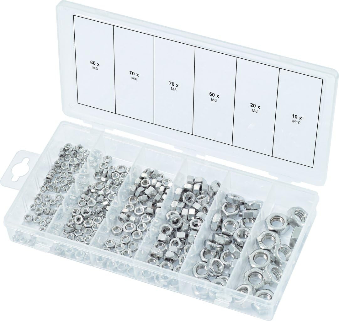 Cassetta Dadi Metrici Inox KS Tools 970.0450 | 300 Pezzi DIN 934