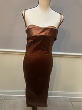 NWT Dolce & Gabbana Bronze Satin Strapless Midi Dress IT 40 US 4 Liquid Copper