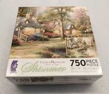 Thomas Kinkade Shimmer Cottage Village Waterfront Jigsaw Puzzle 750 Pieces New