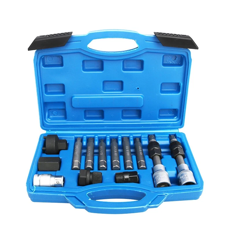 Kit 13 Pezzi Chiavi A Bussola Per Rimozione Puleggia Alternatore Auto, Strumenti Di Servizio Per Puleggia Ruota Libera, In Acciaio Cromo-vanadio