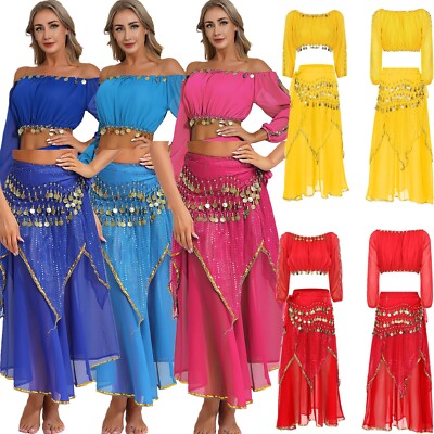 Damen Hemd Mit Rock Tanz Outfit Bauch Crop Top Und Röcke Quaste