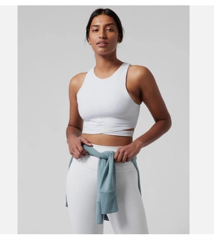 Athleta LIMITED EDITION Conscious Cut Out White Crop Bra D-DD NWT Size Large - 第 2/11 張圖片