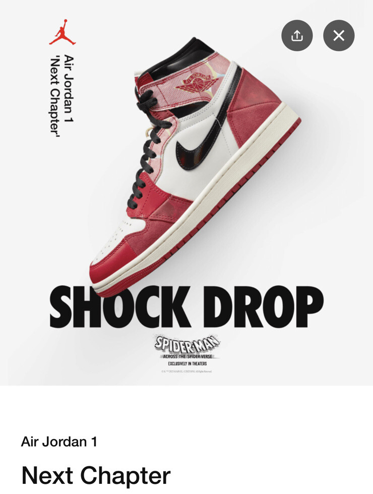 Jordan 1 High OG x Spider-Man: Across the Spider-Verse Size 8M