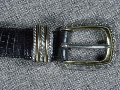 Brighton Crocodile Pattern Belt with Silver Accents size 28 excellent condition Brighton Black Croc/Gator Pattern Belt S/28 Gold & Silver  main image 2
