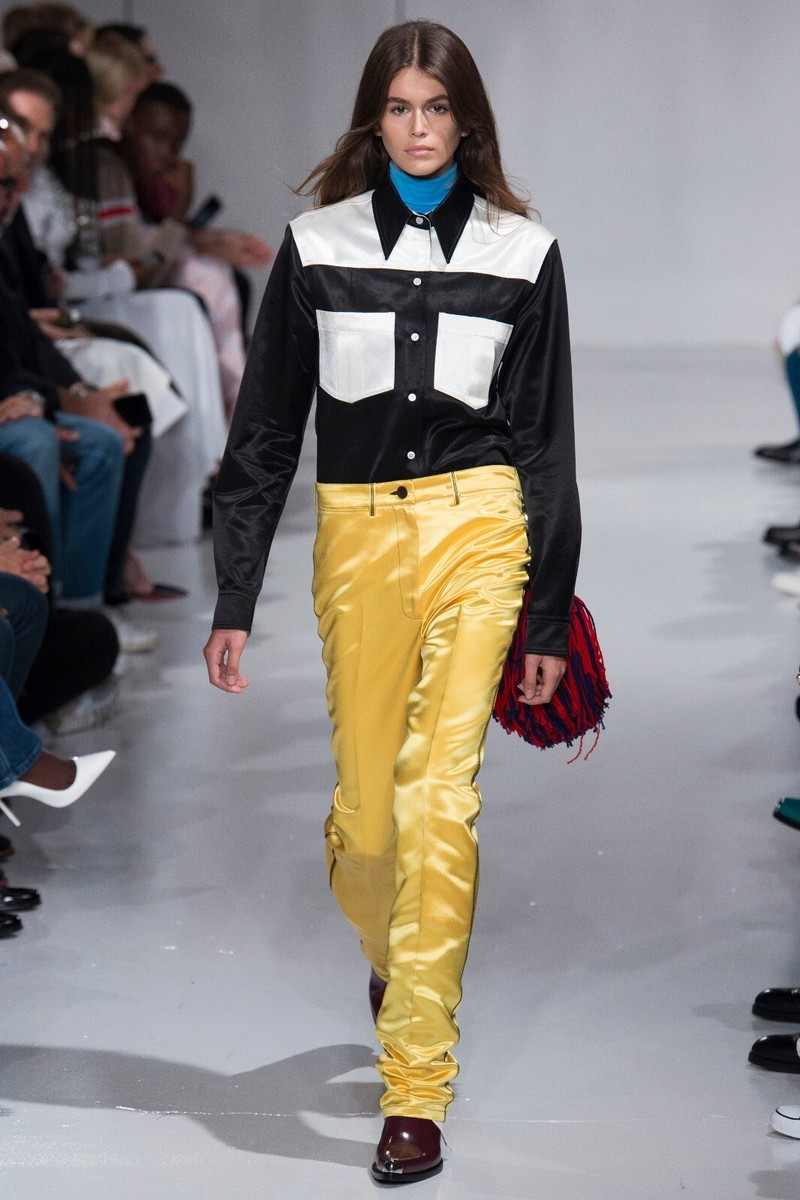 Calvin Klein 205W39NYC Spring 2018 Black Satin Diner Shirt Calvin Klein 205W39NYC Spring 2018 Black Satin Diner Shirt