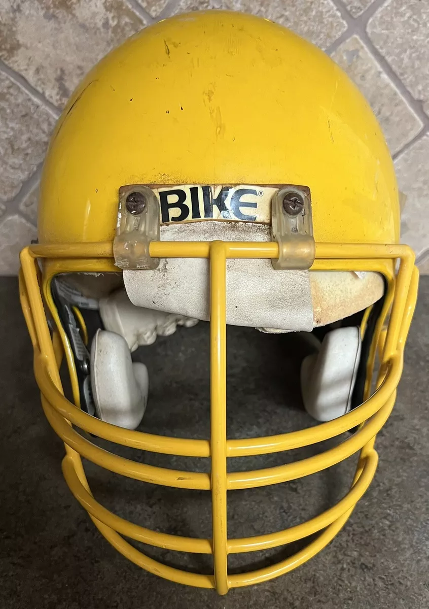 Vintage Yellow Bike Football Game Used Helmet With Facemask High