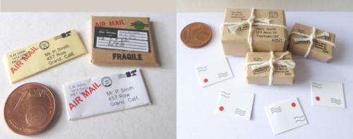 Paket Briefe Luftpost Set Puppenhaus Puppenstube Kaufladen Miniatur 1:12 - Bild 1 von 8