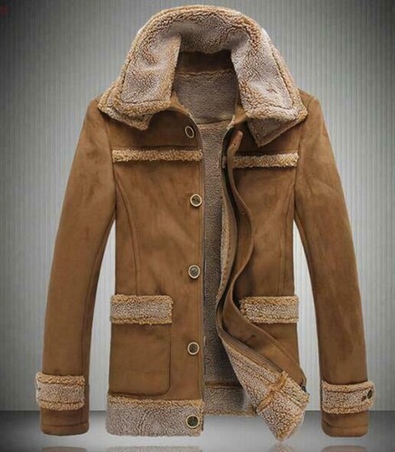 Mens Thicken Leather Suede Fleece Fur 