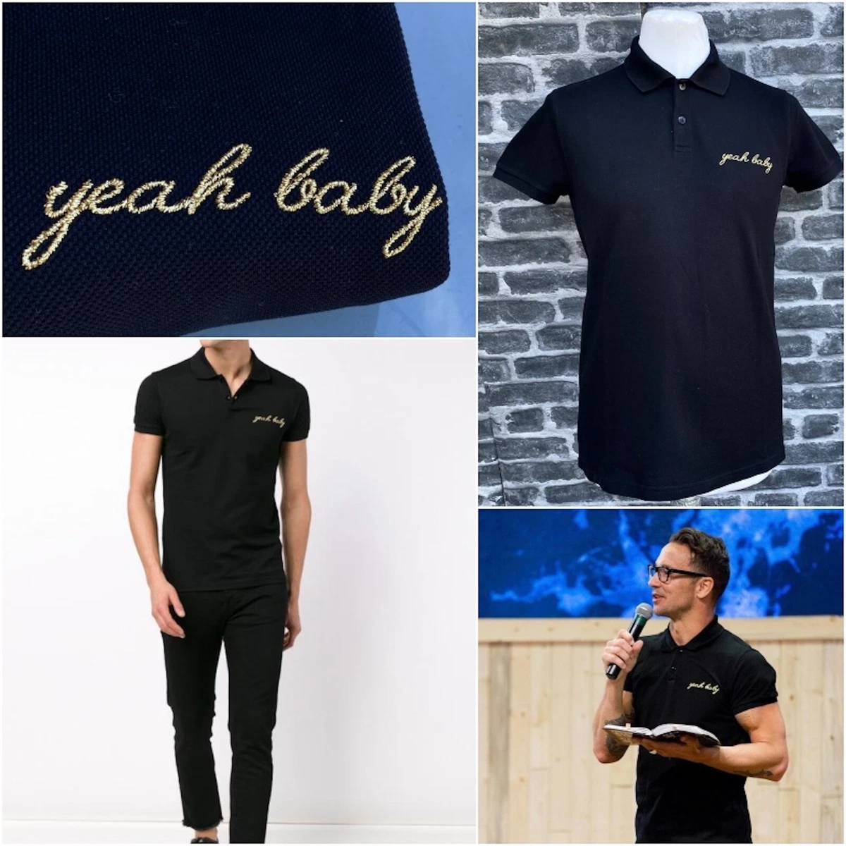 læser Norm Deqenereret Rare &amp; Great Saint Laurent Hedi Slimane SS16 &#039;Yeah Baby&#039;  Embroidered Polo shirt | eBay