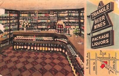 Baltimore MD Maryland Triangle Package Liquor Store Interior Vtg Postcard G11