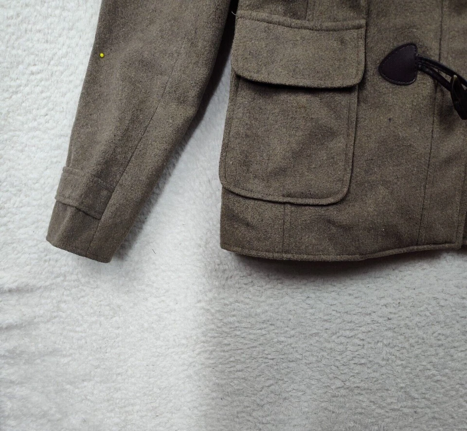 Abrigo de mujer New York Company mediano marrón mezcla de lana manga larga chaqueta con capucha Foto 4 de 4