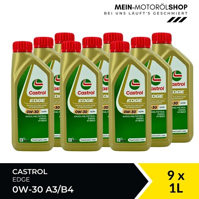 Castrol Edge 0W-30 A3/B4 VW 505 / 502 BMW Longlife MB 229 9x1 Liter = 9 Liter