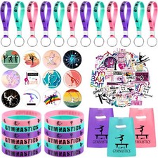 98 Gymnastics Party Favors, Gymnastics Keychain Goodie Bags with Rubber Brace...