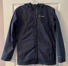 Columbia Omni Tech Hooded Rain/Wind Jacket Mesh Lined Child's Large 14-16 Navy