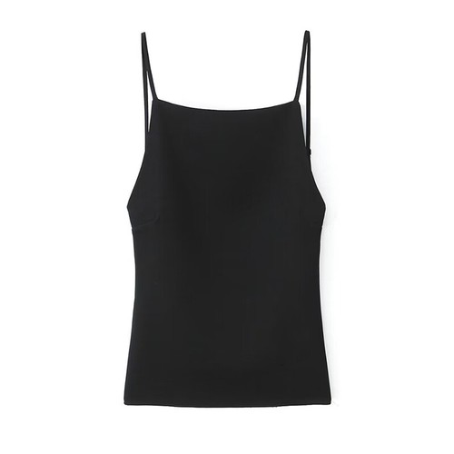 Women Fashion Solid Backless Vintage Thin Straps Square Collar Female Lady Tops - Picture 13 of 16