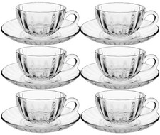 12Pc COFFEE Glass Cup & Saucer Set Tea Espresso 170ML Glassware Gift