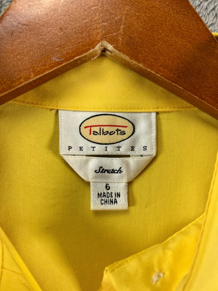 Talbots Womens Petites Tops Yellow Blouse Button Up Long Sleeve Shirt Size 6 - Image 3 of 4