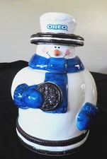 Nabisco Ceramic OREO Snowman Cookie Jar By Houston Harvest Gifts 10" x 7"