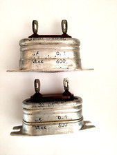 2 x ICAR serie TL30 condensatori carta/olio 0,1uF 600V. NOS, testati, accoppiati