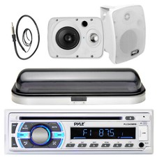 6.5" Marine 800W Box Speakers, Pyle USB Bluetooth Radio, Antenna, Radio Cover