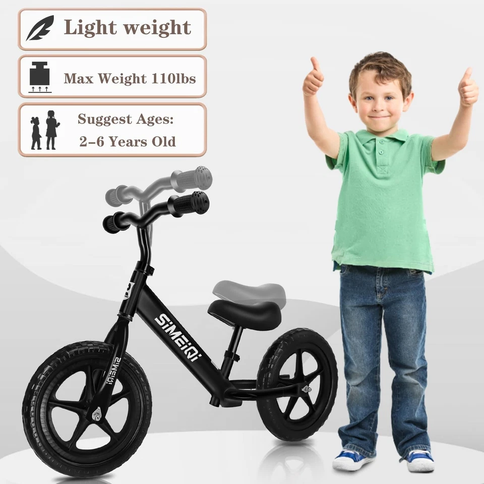 SIMEIQI 12" Balance Bike for Boys Girls 2 3 4 5 Years Old No Pedal Walking Ba... - Image 4 of 4