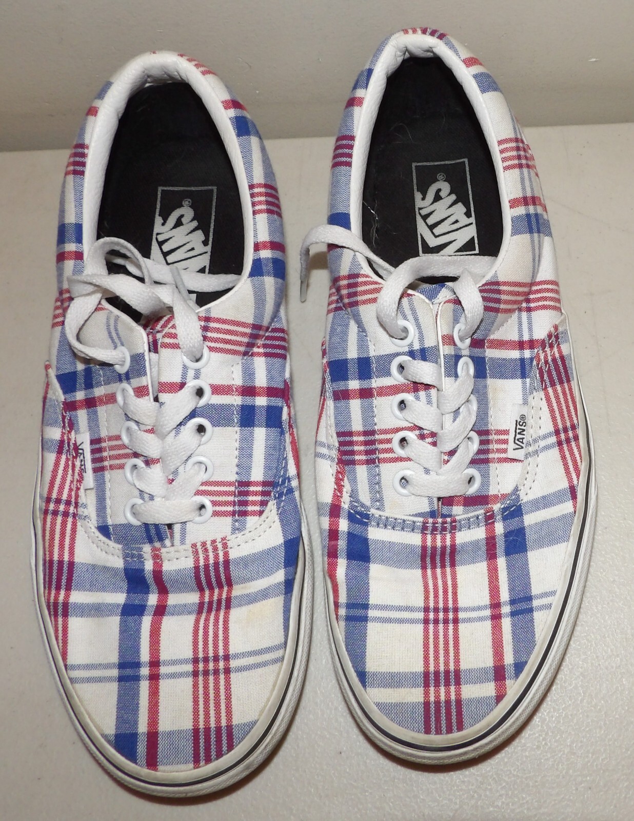 VANS Plaid Red White Blue Shoes Skate Sneakers Men's Women's 10