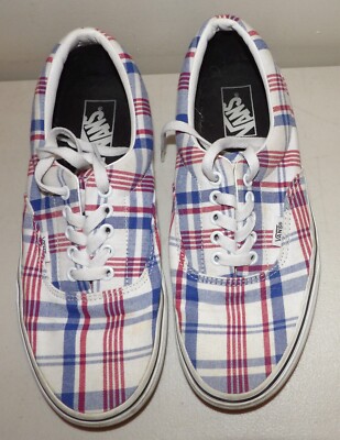 VANS Plaid Red White Blue Shoes Skate Sneakers Men’s Women’s 10