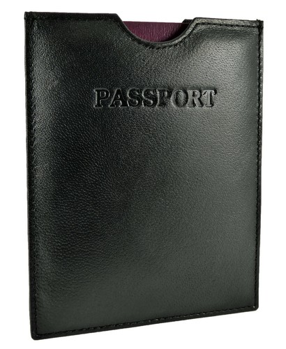 Travel Passport Holder Sleeve Protector Cover Wallet Real Leather - Picture 4 of 9