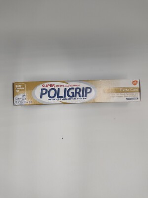 Super Poligrip Extra Care Zinc Free Denture Partials Adhesive Cream,2.2 0z, 2 pk