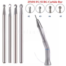 Dental Surgical Carbide FG Burs 25mm/20º Contra Angle Straight Low Handpiece