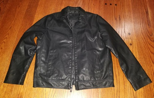 CK Black Faux Leather Jacket Size 