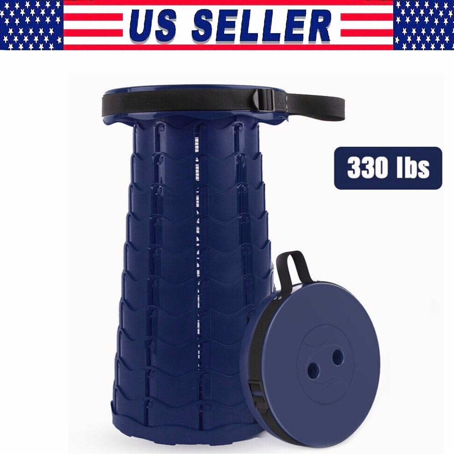 Portable Telescopic Stool Collapsible & Retractable Folding Chair Navy USA