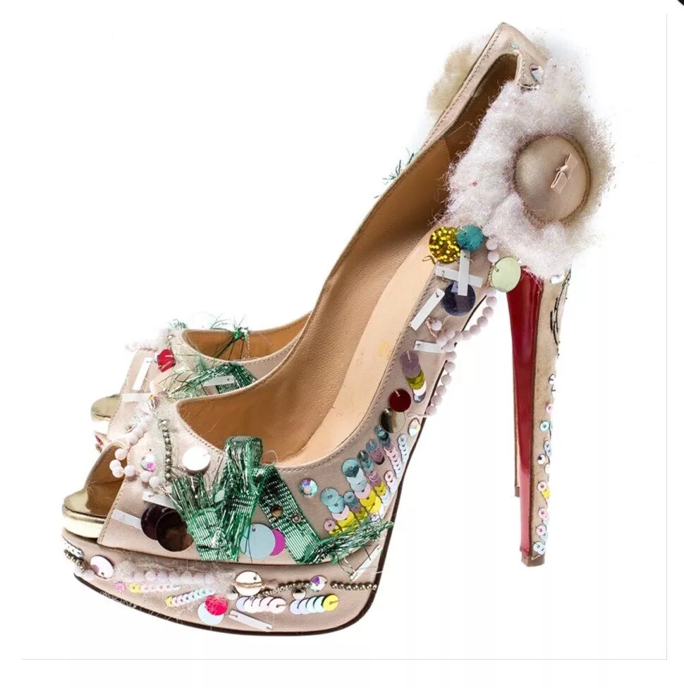 $2495 CHRISTIAN LOUBOUTIN MAKE UP TRASH PEEP TOE PUMP SHOES | eBay