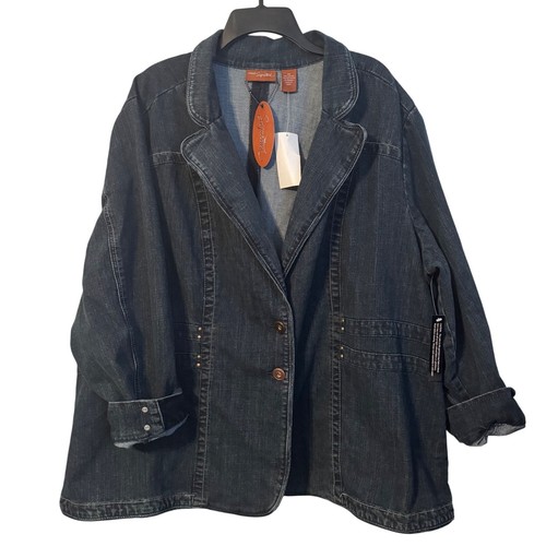 Liz and Me Signature 2X Denim Blazer For Women With Button Closure & Pockets 80% - Picture 7 of 12